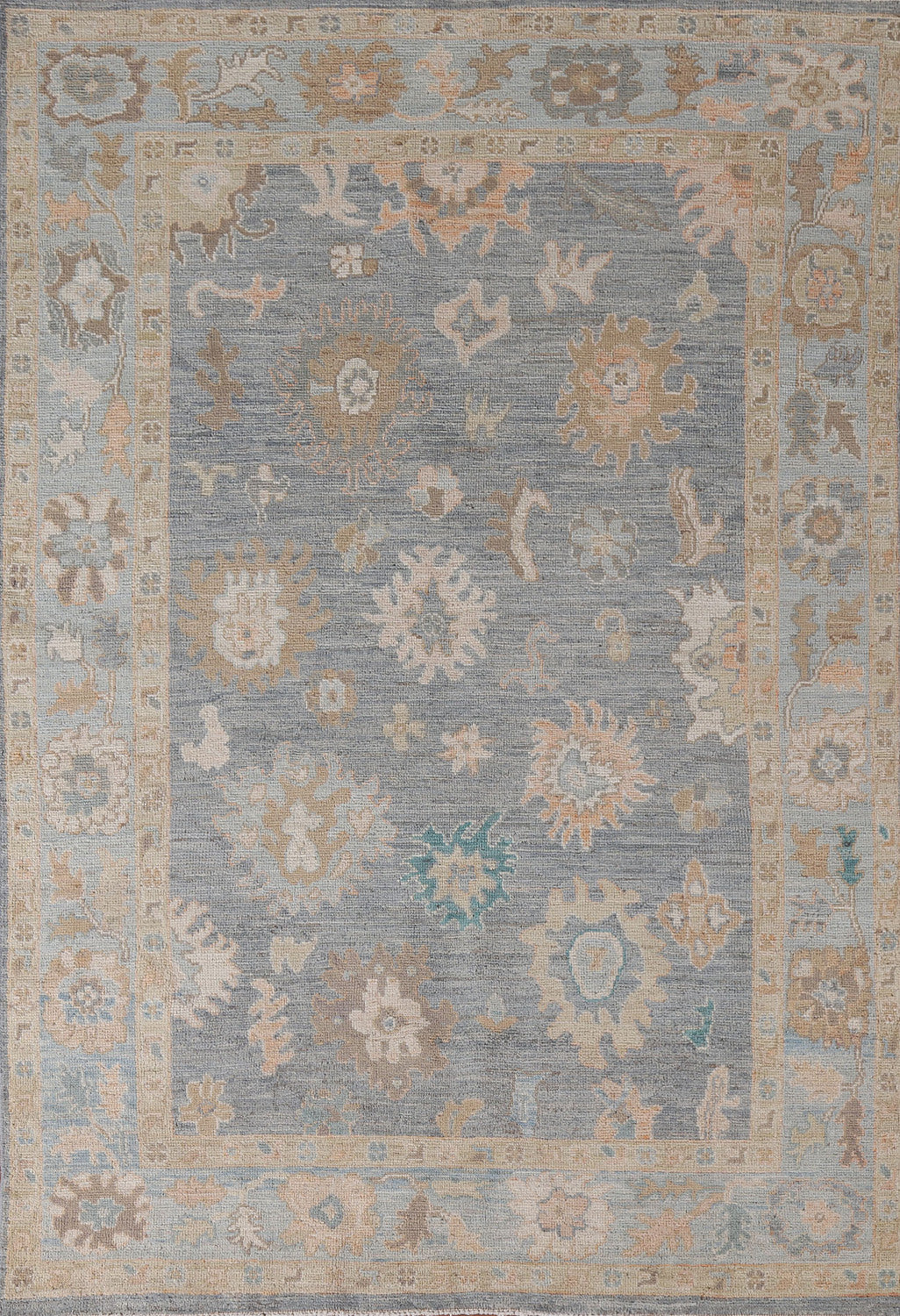 Vegetable Dye Oushak Turkish Area Rug 5x7