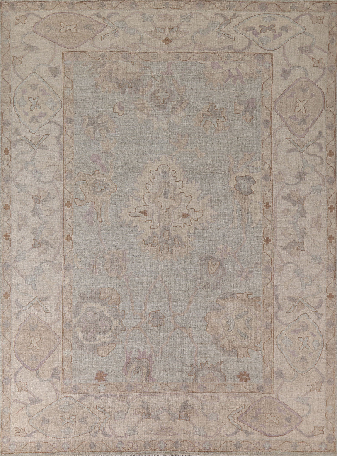 Muted Color Green Oushak Vegetable Dye Area Rug 8x10