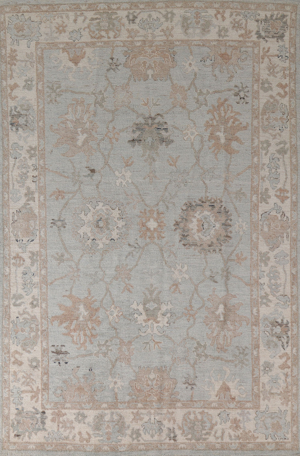 Muted Light Blue Oushak Vegetable Dye Area Rug 6x9