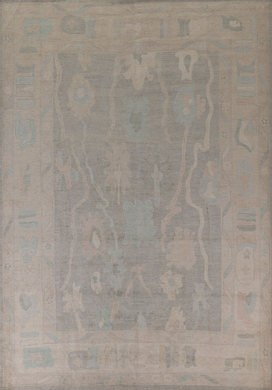 Earth Tone Oushak Vegetable Dye Area Rug 9x12