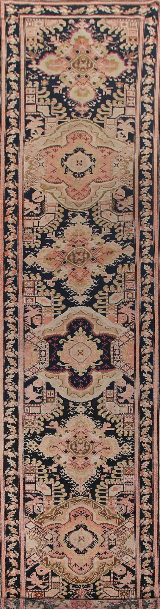 Pre-1900 Antique Karabagh Vegetable Dye Runner Rug 3x18