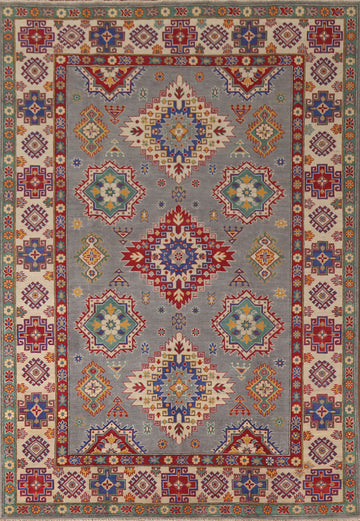 Handmade Gray Kazak Wool Area Rug 7x9