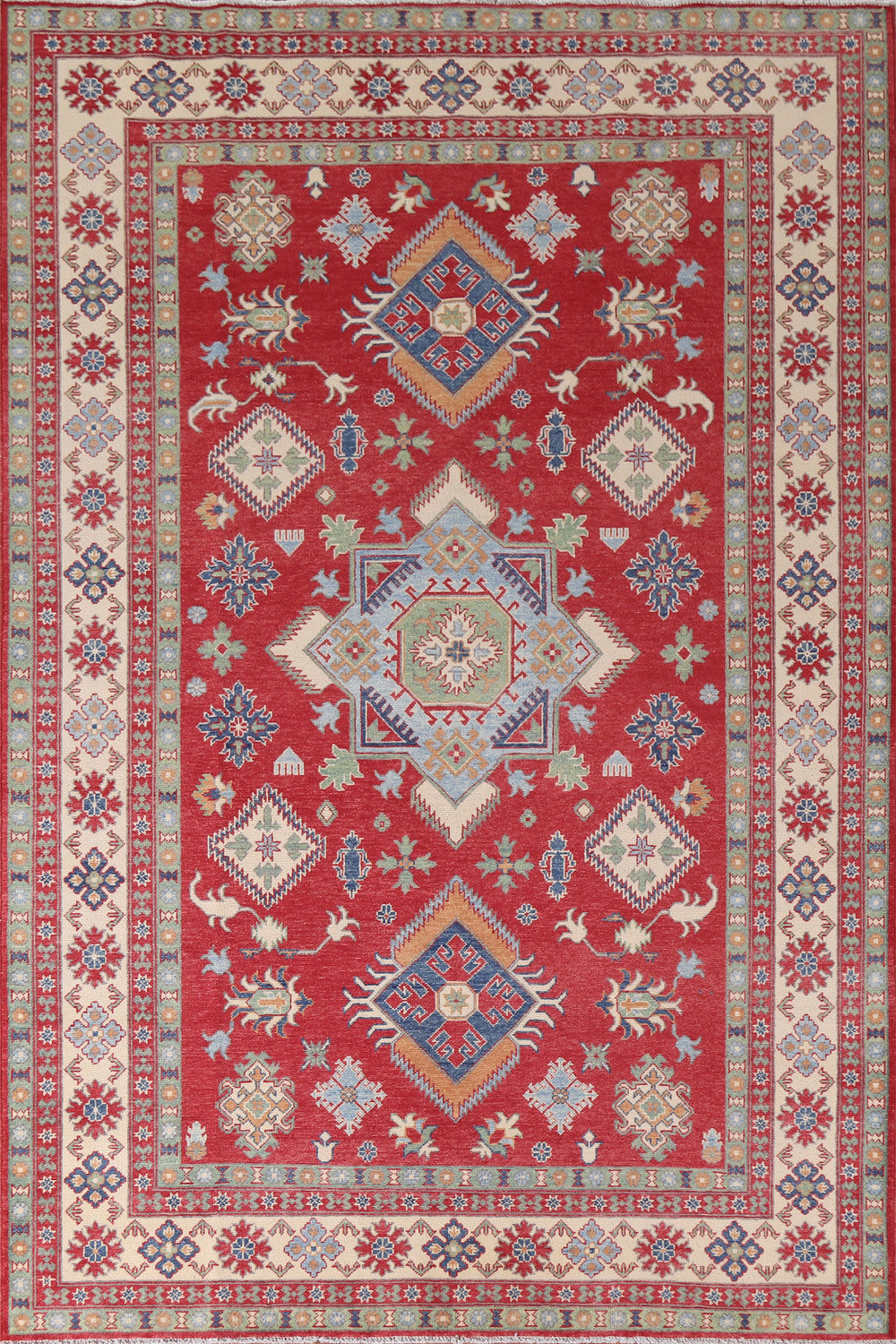 Red Wool Kazak Oriental Area Rug 7x10