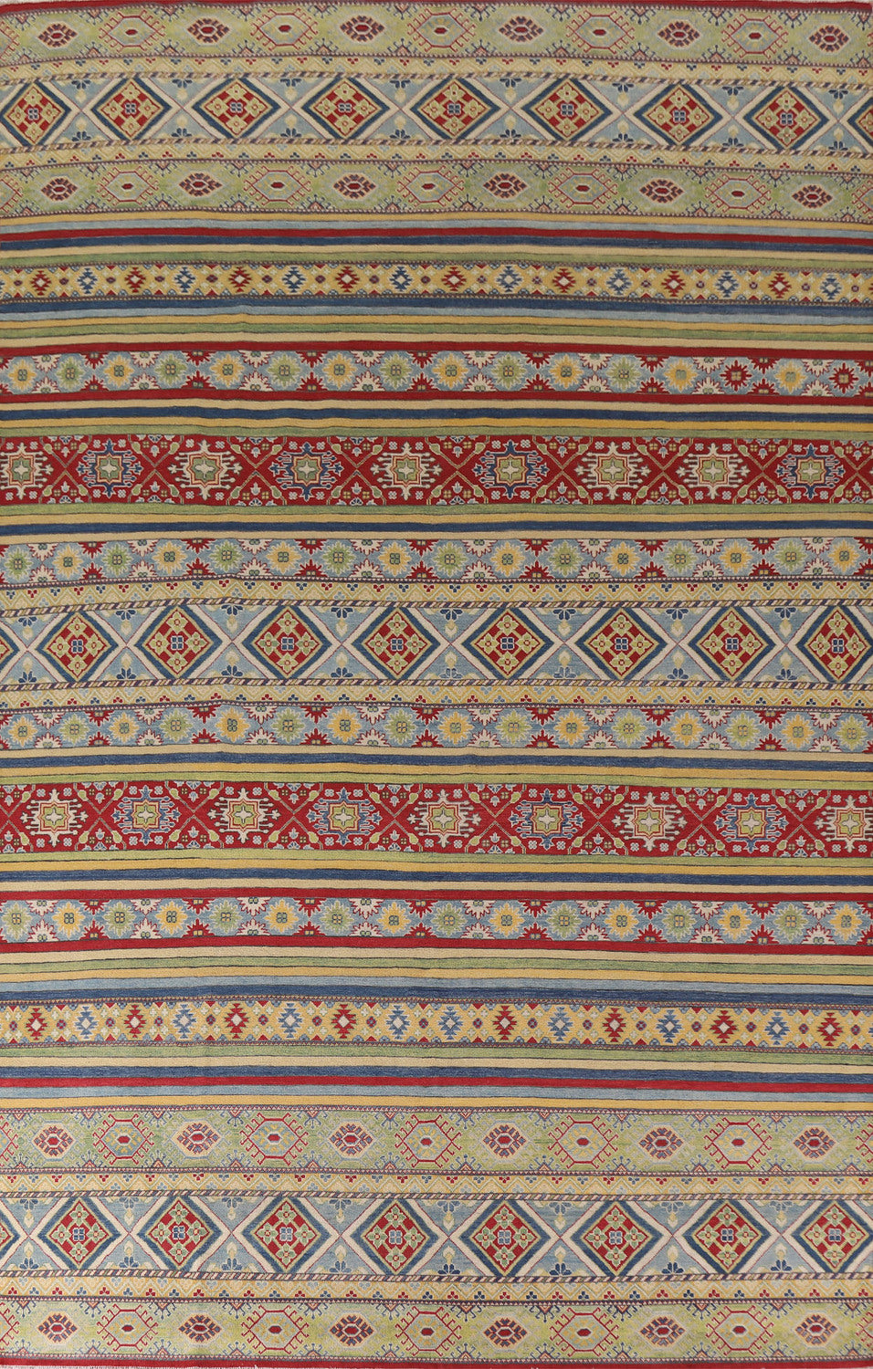 All-Over Striped Kazak Large Area Rug 10x14