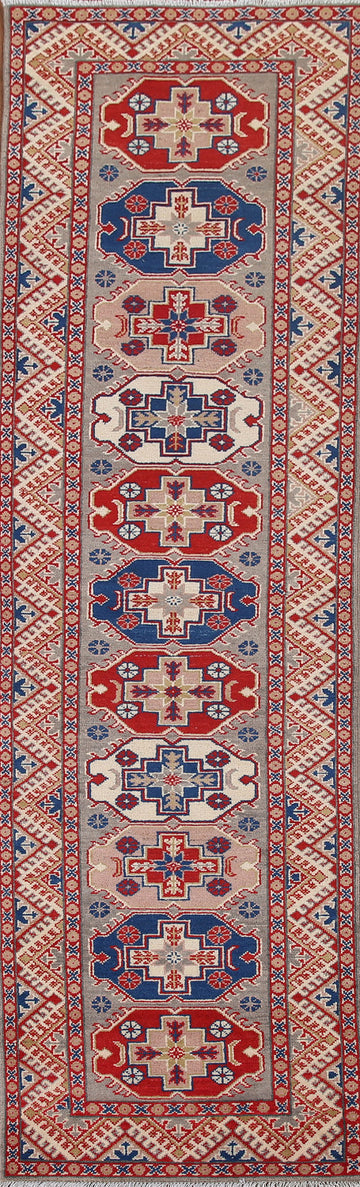Geometric Kazak Oriental Runner Rug 3x10