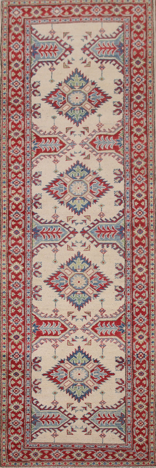 Handmade Wool Kazak Runner Rug 3x10