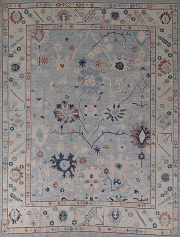 Light Blue Oushak Vegetable Dye Area Rug 8x10