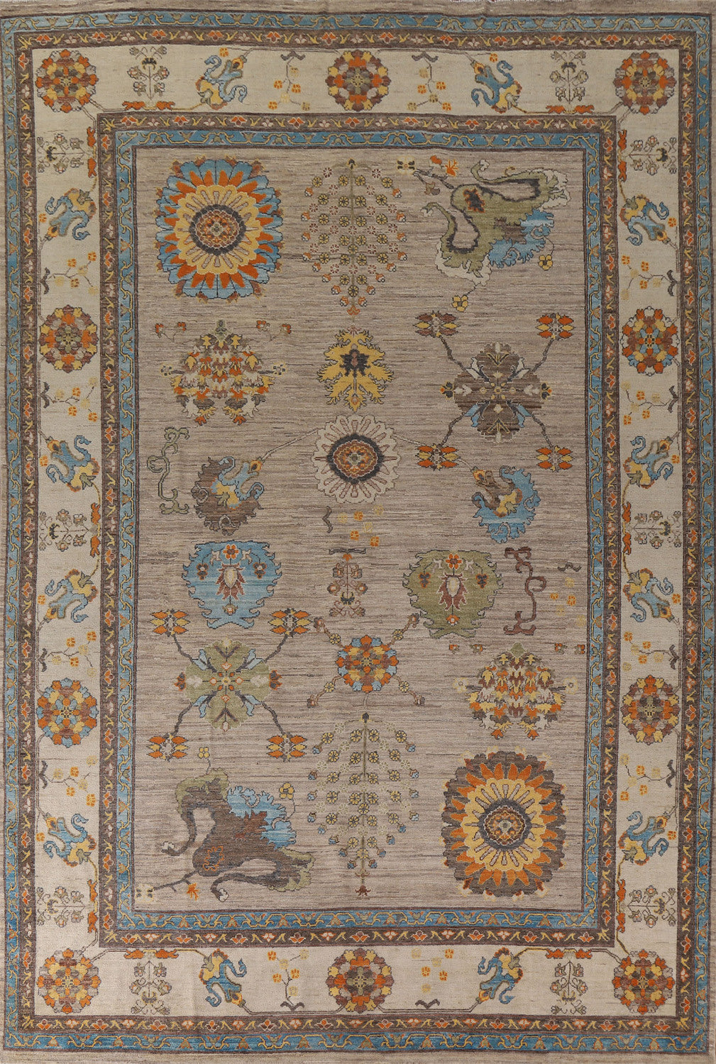 Vegetable Dye Oushak Large Area Rug 10x14
