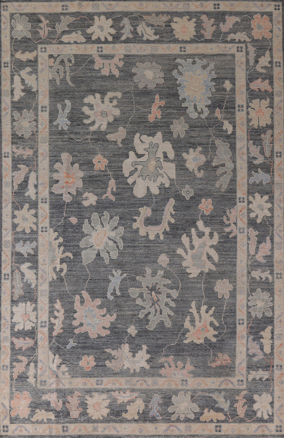 All-Over Floral Oushak Vegetable Dye Area Rug 6x10
