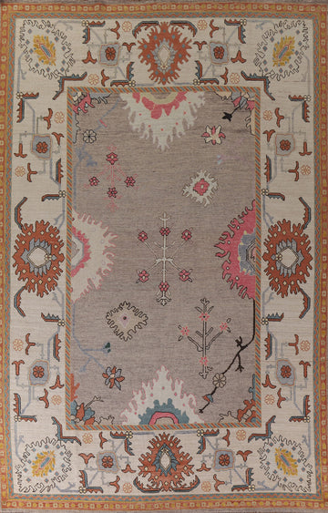 Brown Oushak Vegetable Dye Area Rug 10x14