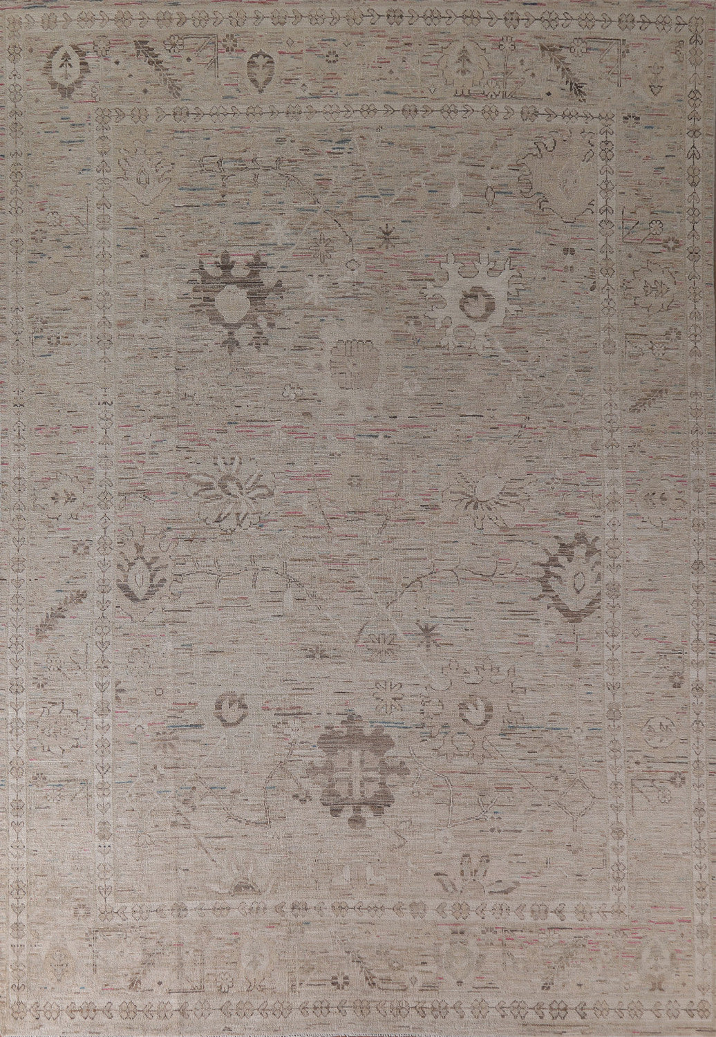 Earth Tone Oushak Vegetable Dye Area Rug 9x12