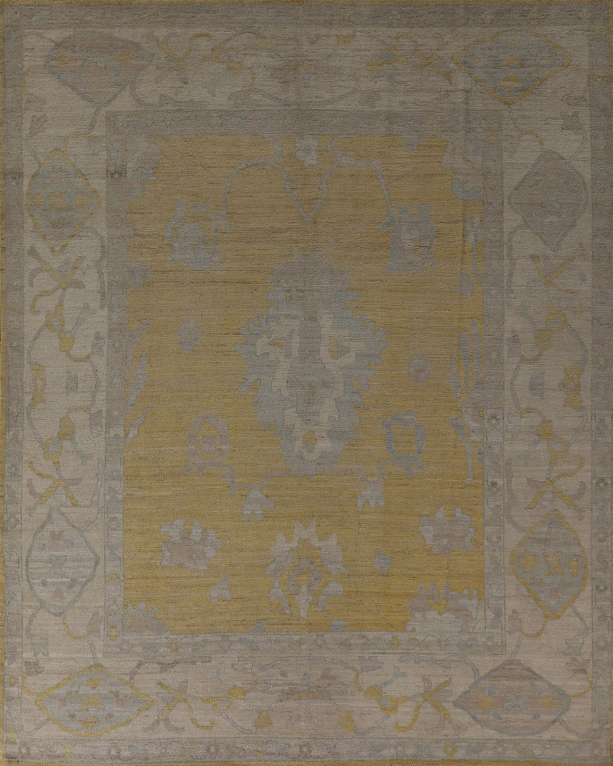Vegetable Dye Yellow Gold Oushak Turkish Area Rug 8x10