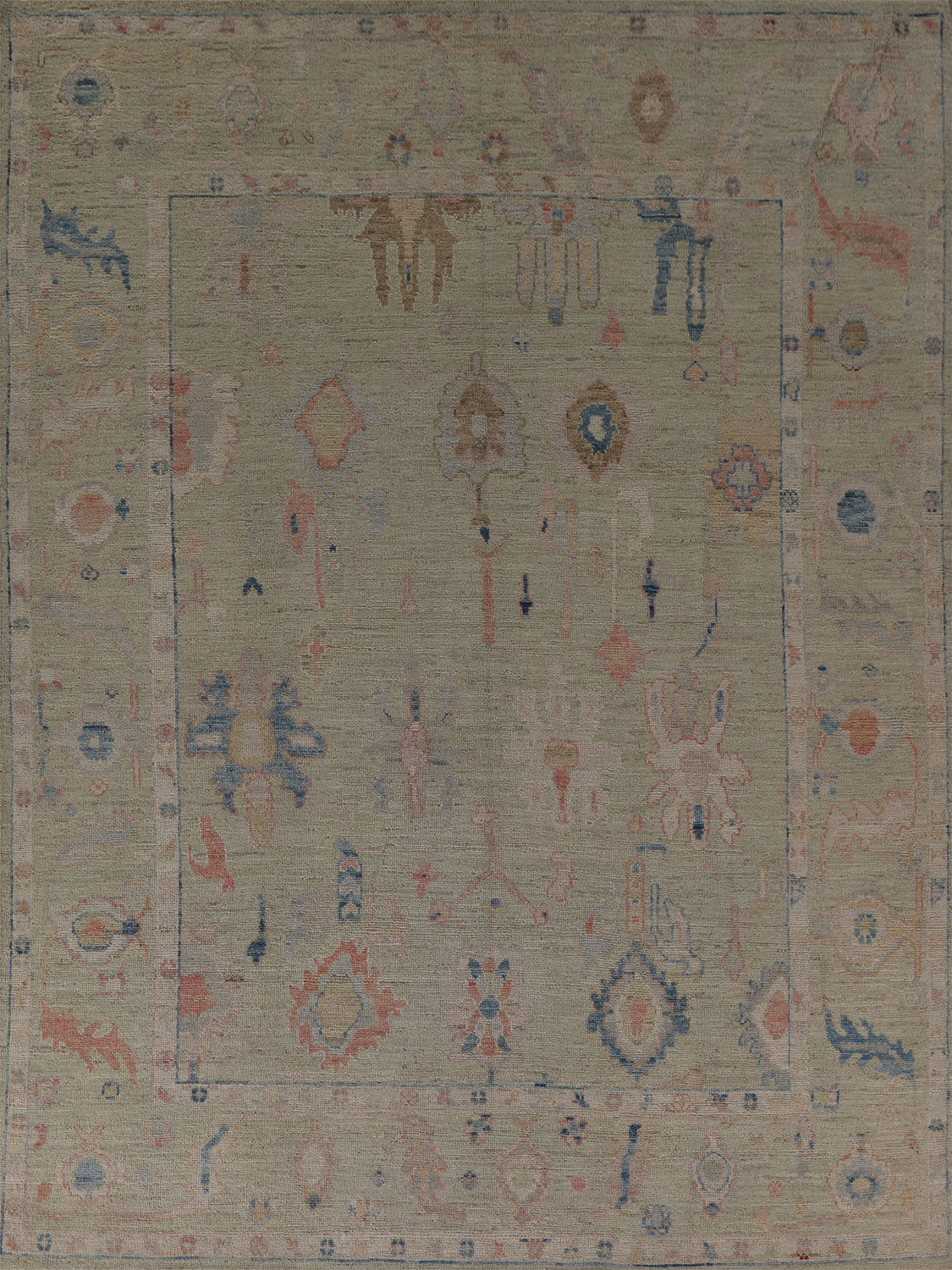 Vegetable Dye Oushak Turkish Area Rug 8x10