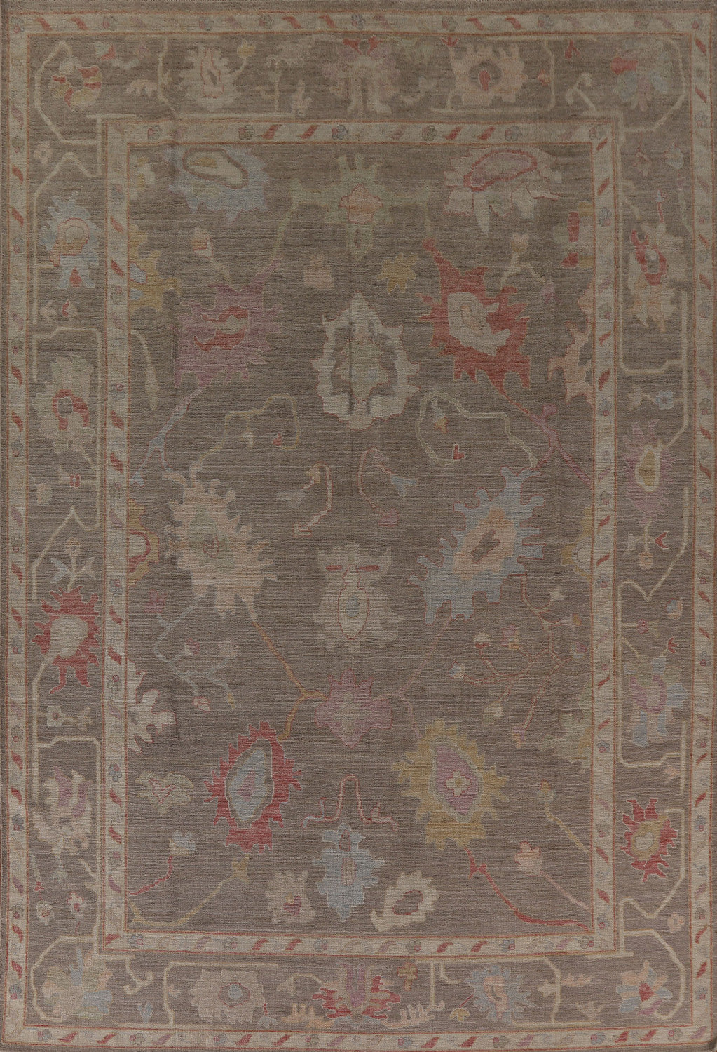 Earth Tone Oushak Vegetable Dye Area Rug 9x12