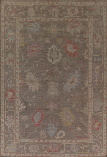 Earth Tone Oushak Vegetable Dye Area Rug 9x12