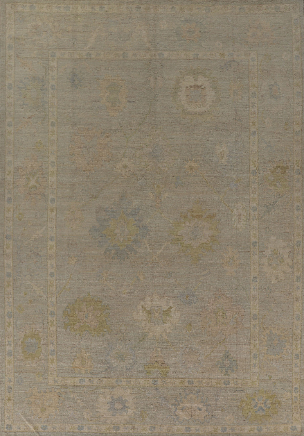 Muted Color Oushak Vegetable Dye Area Rug 9x12