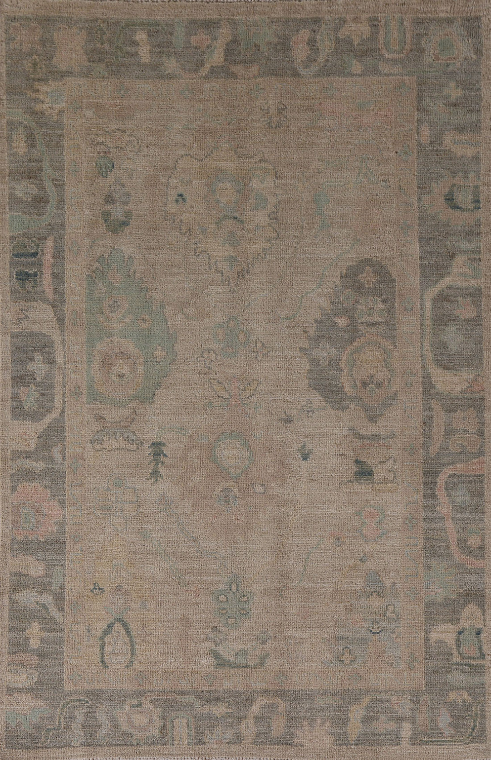 Earth Tone Wool Oushak Turkish Area Rug 4x6