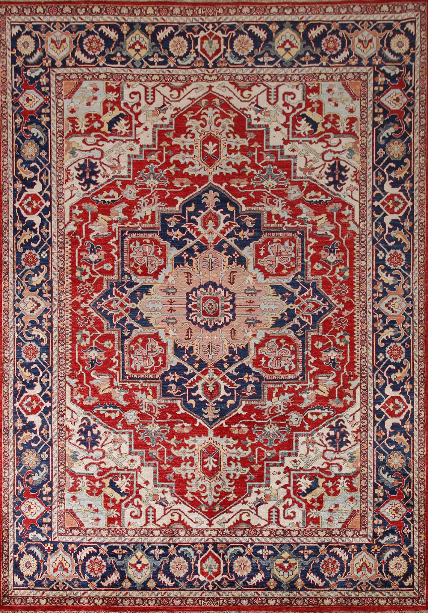 Geometric Heriz Serapi Vegetable Dye Area Rug 8x10