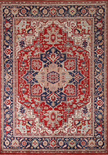 Geometric Heriz Serapi Vegetable Dye Area Rug 8x10