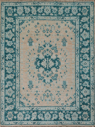Vegetable Dye Oushak Turkish Foyer Rug 3x4