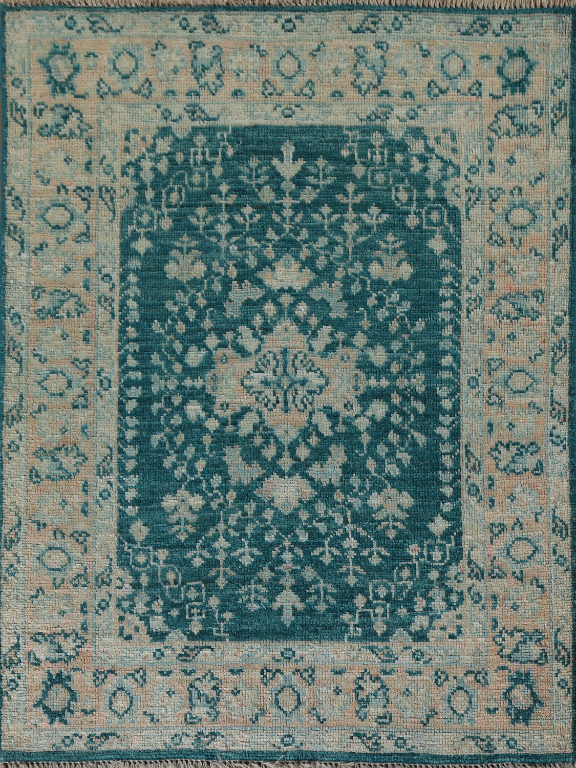 Vegetable Dye Oushak Turkish Accent Rug 3x4