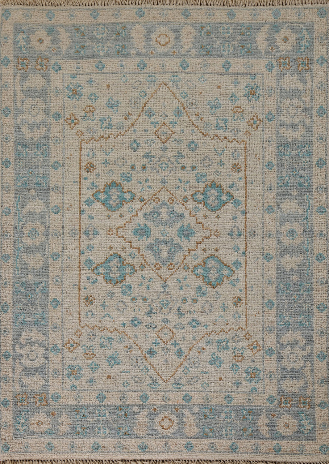 Vegetable Dye Oushak Turkish Foyer Rug 3x4