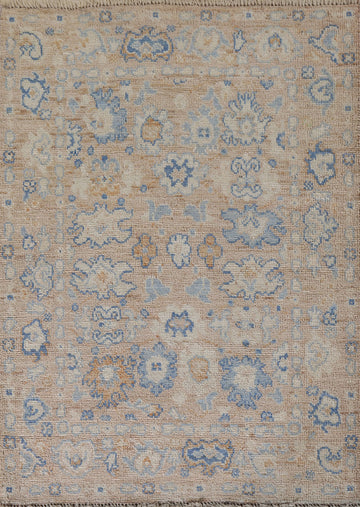 Vegetable Dye Oushak Turkish Foyer Rug 3x4