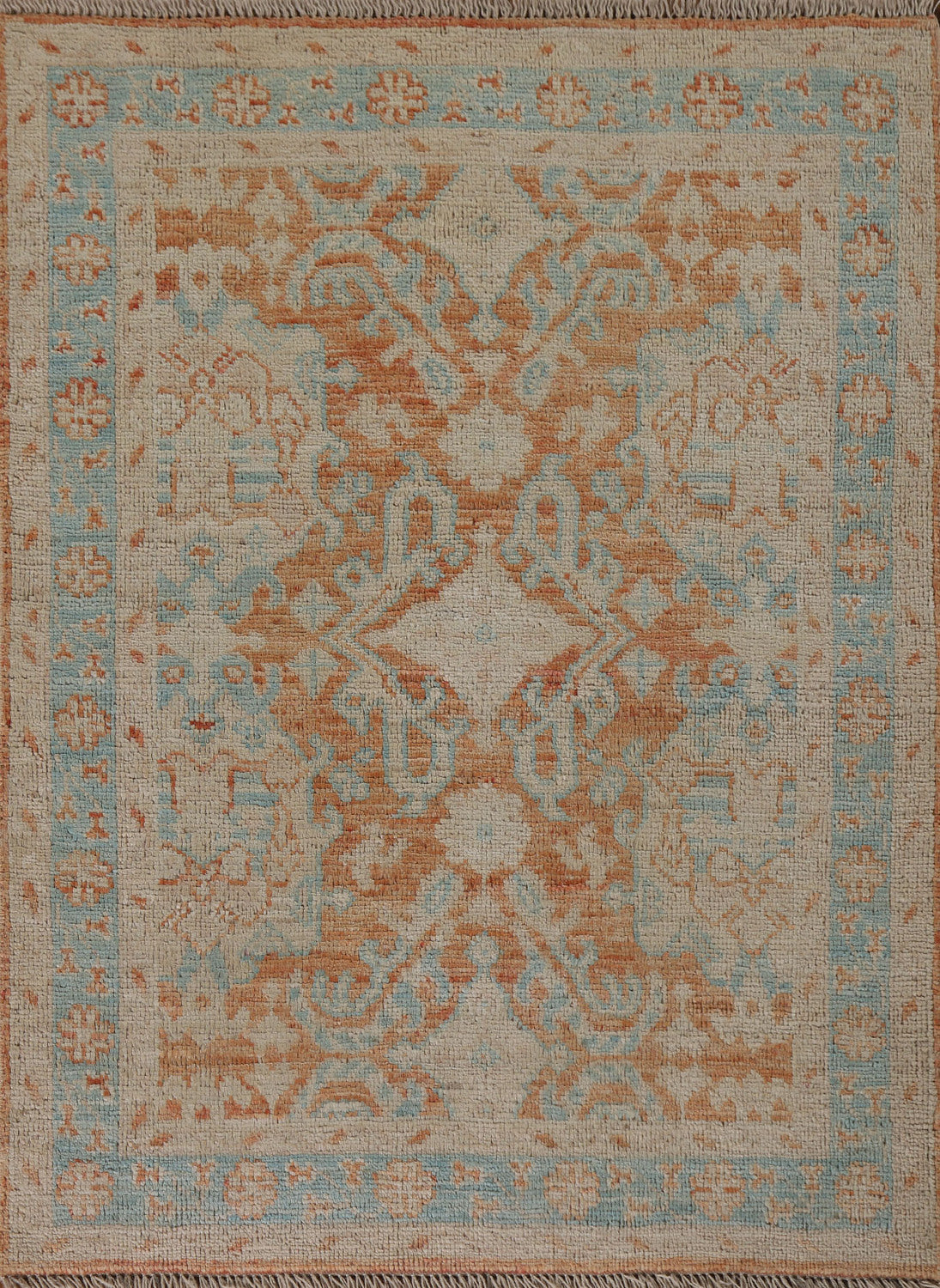Vegetable Dye Oushak Turkish Wool Rug 3x4