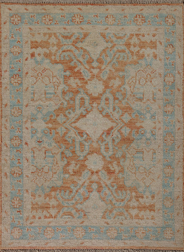 Vegetable Dye Oushak Turkish Wool Rug 3x4