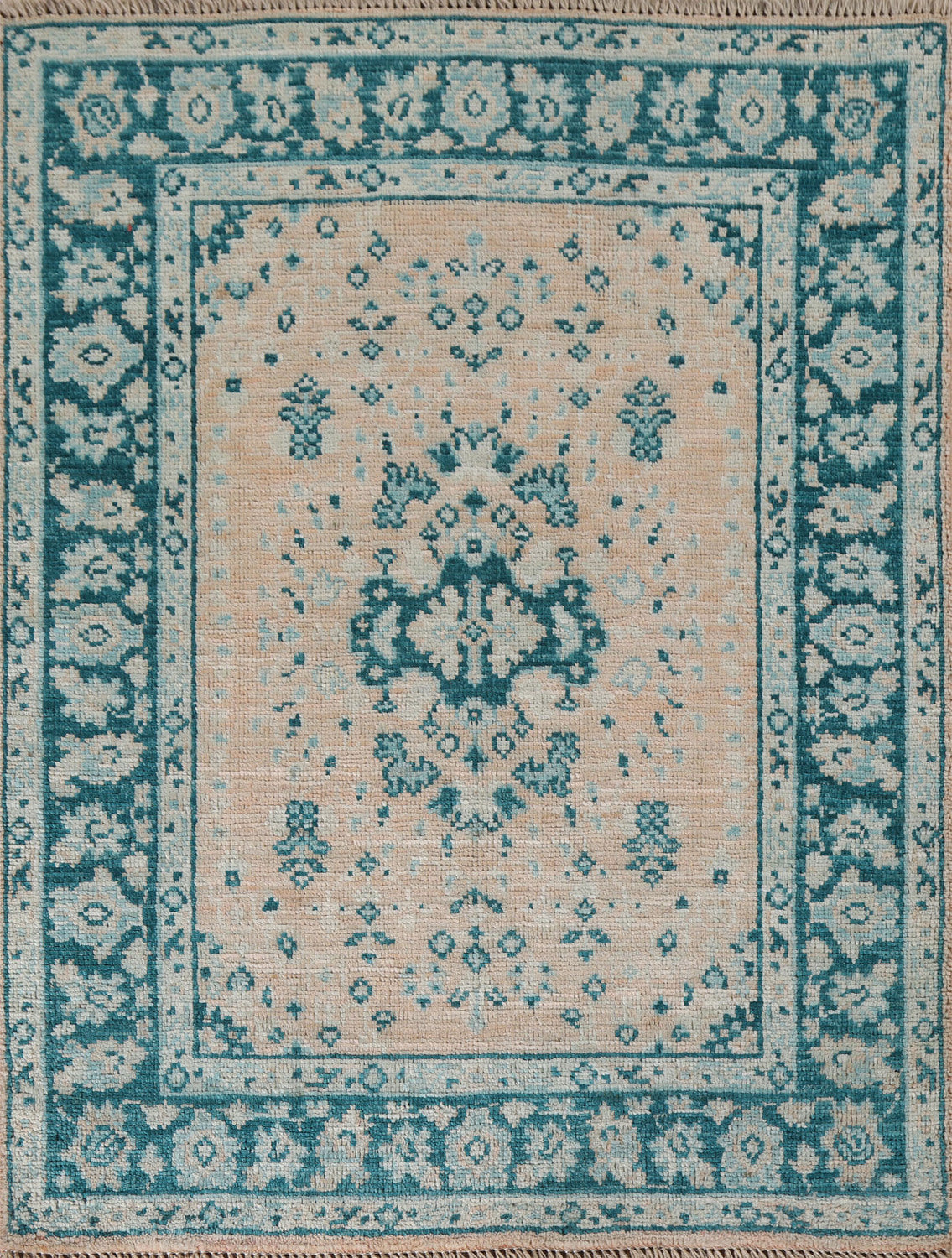 Vegetable Dye Oushak Turkish Accent Rug 3x4