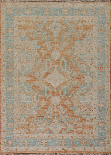 Vegetable Dye Oushak Turkish Foyer Rug 3x4