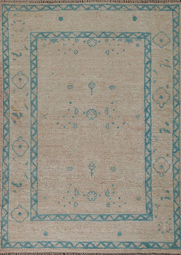 Vegetable Dye Oushak Turkish Foyer Rug 3x4