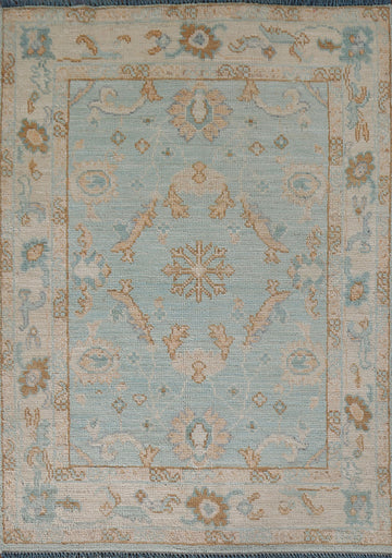 Vegetable Dye Oushak Turkish Foyer Rug 3x4
