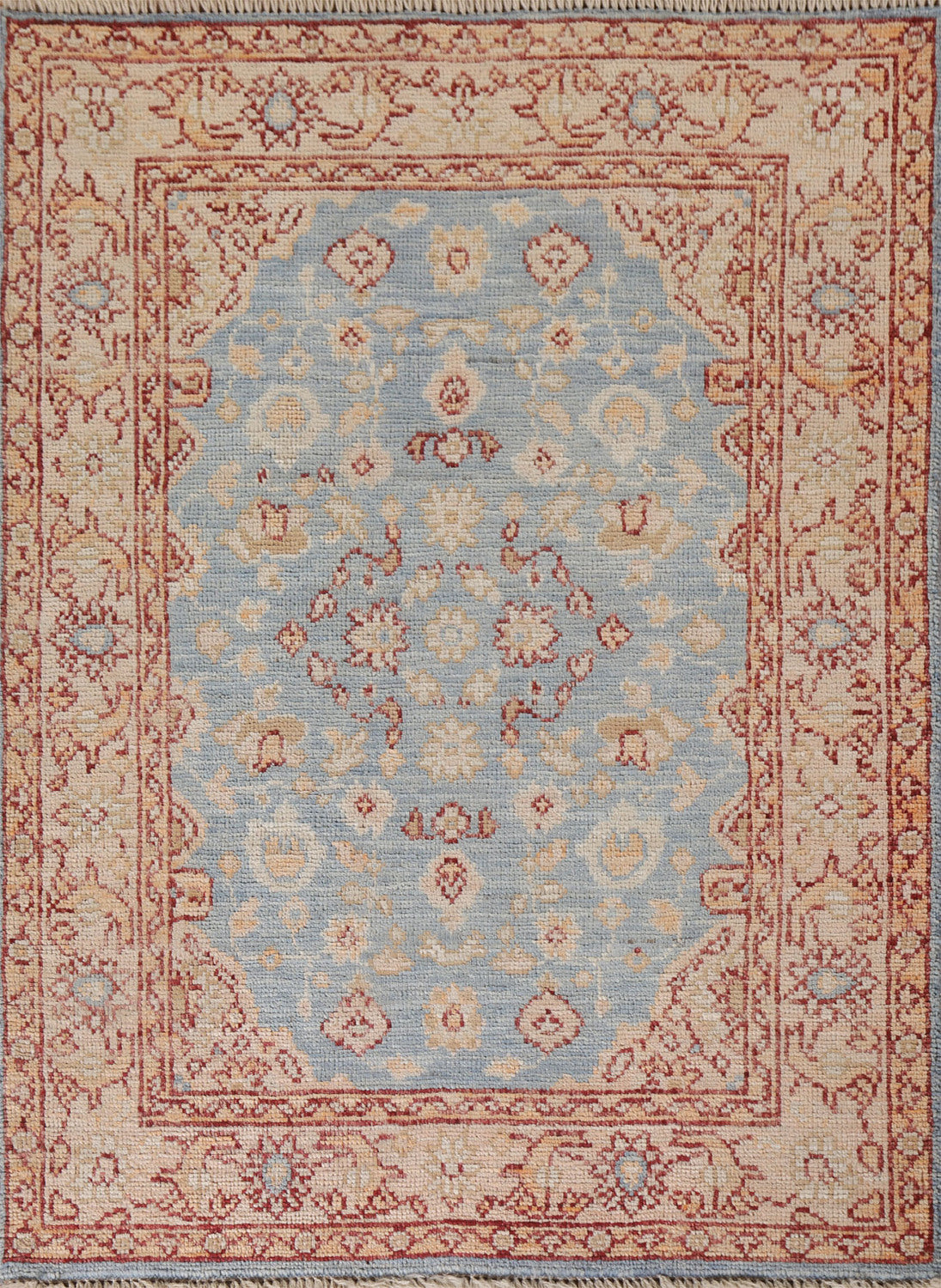 Vegetable Dye Oushak Turkish Foyer Rug 3x4