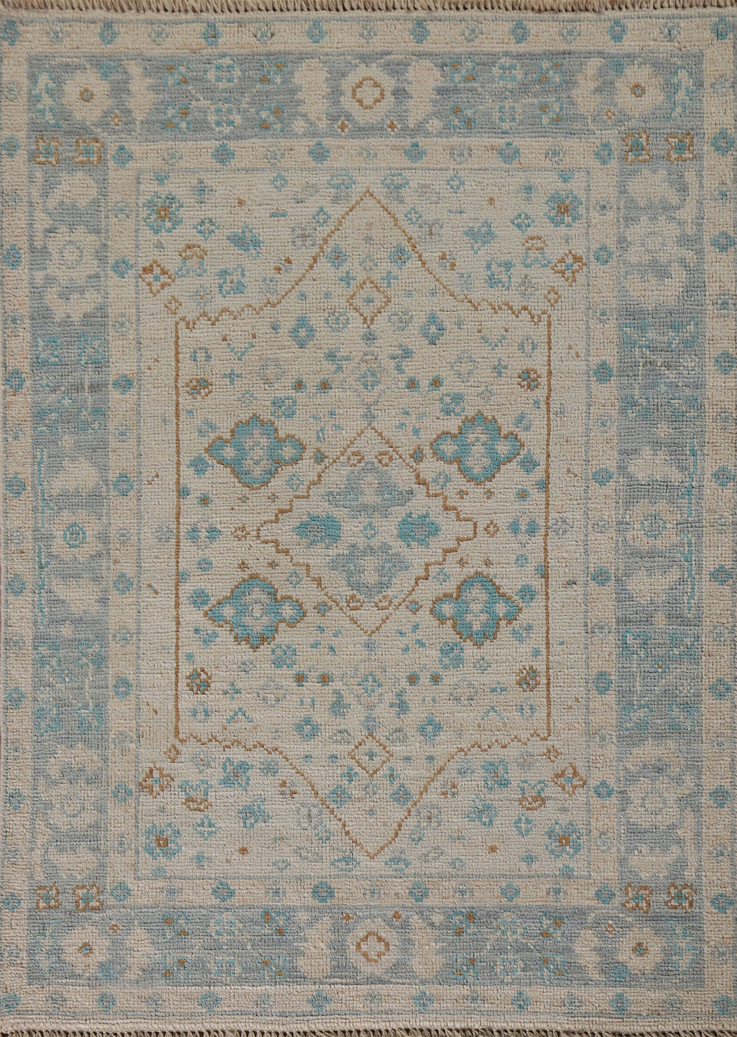 Vegetable Dye Oushak Turkish Foyer Rug 3x4