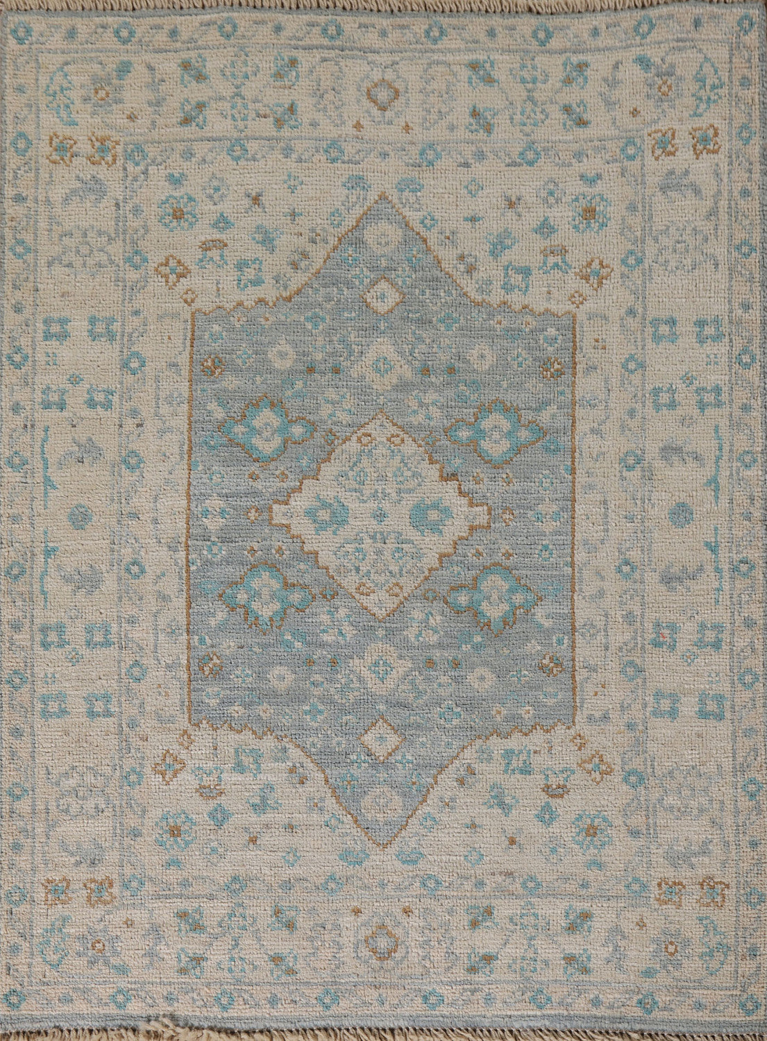 Vegetable Dye Oushak Turkish Foyer Rug 3x4