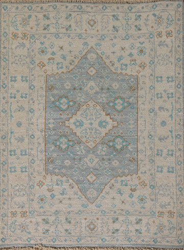 Vegetable Dye Oushak Turkish Foyer Rug 3x4