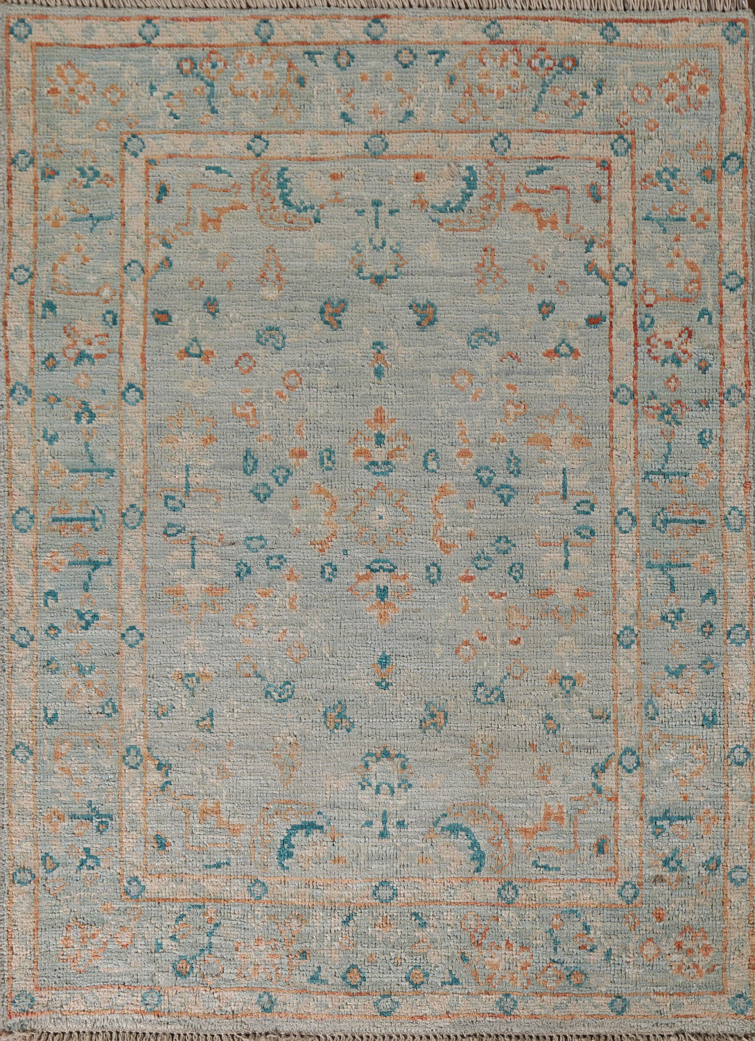 Vegetable Dye Oushak Turkish Foyer Rug 3x4