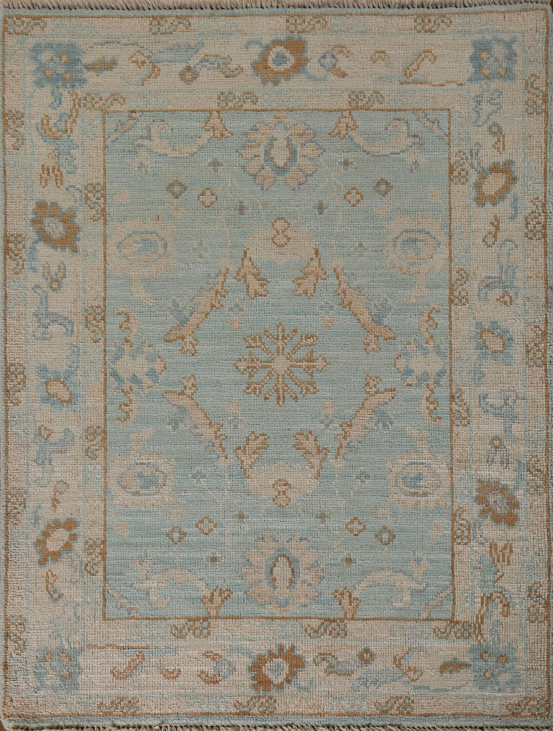 Vegetable Dye Oushak Turkish Foyer Rug 3x4