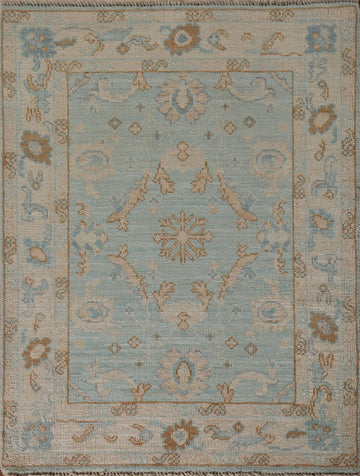 Vegetable Dye Oushak Turkish Foyer Rug 3x4