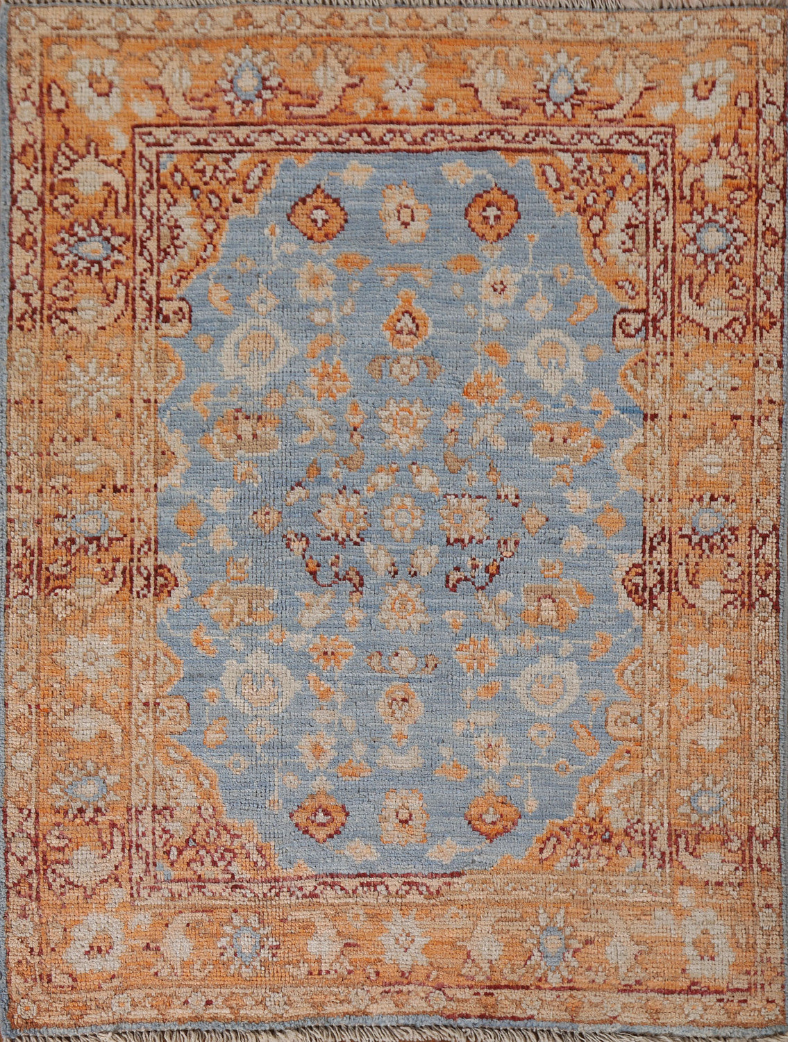 Vegetable Dye Oushak Turkish Foyer Rug 3x4