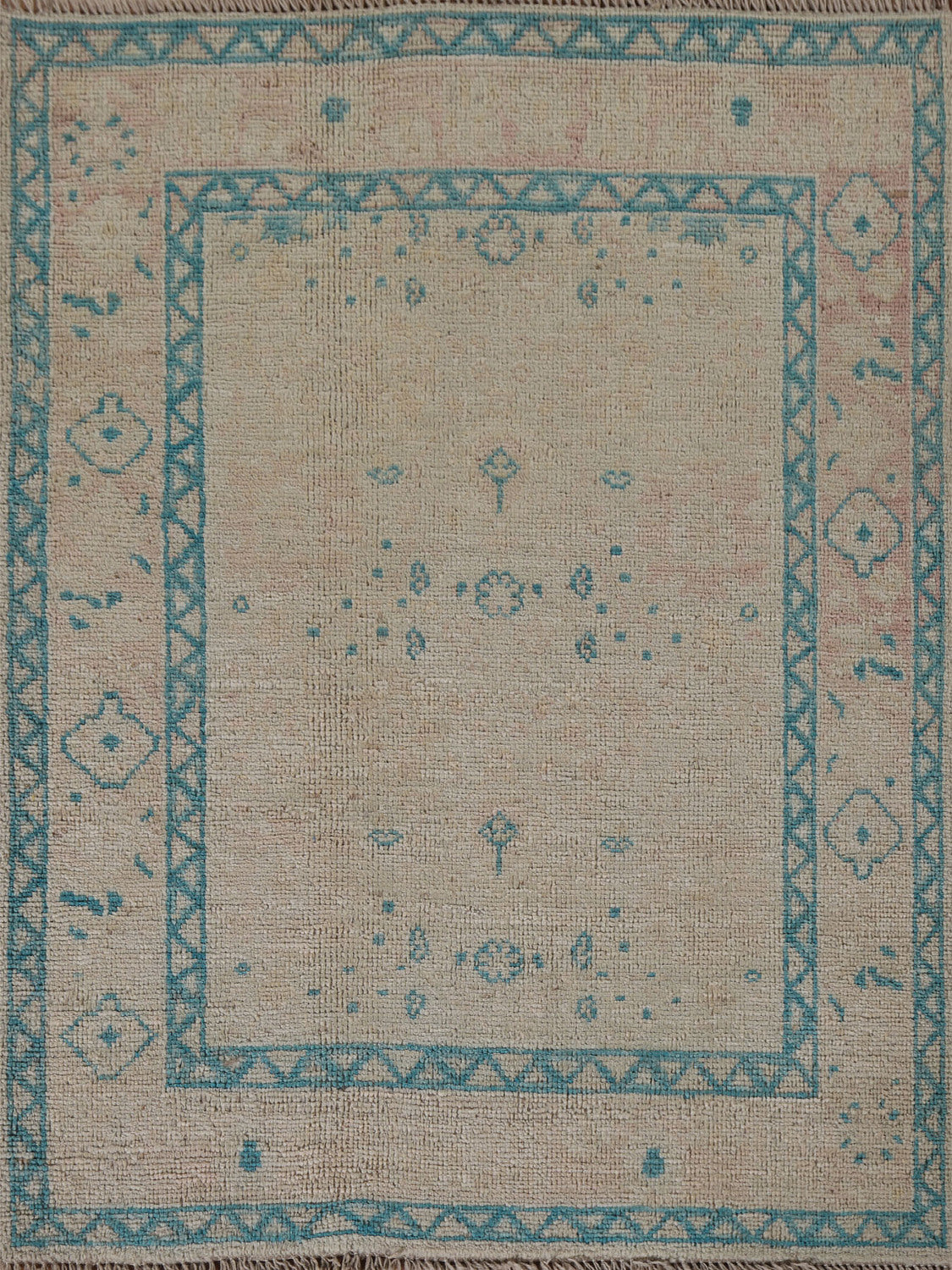 Vegetable Dye Wool Oushak Turkish Rug 3x4