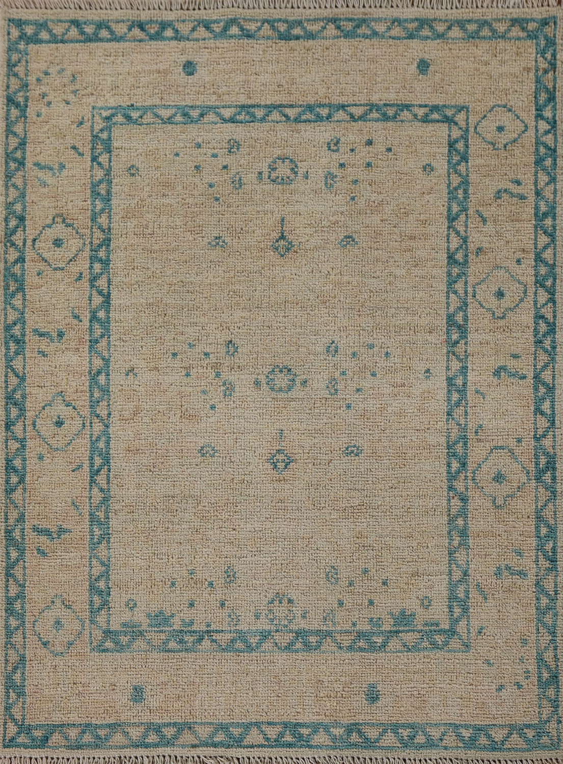 Vegetable Dye Oushak Turkish Rug 3x4