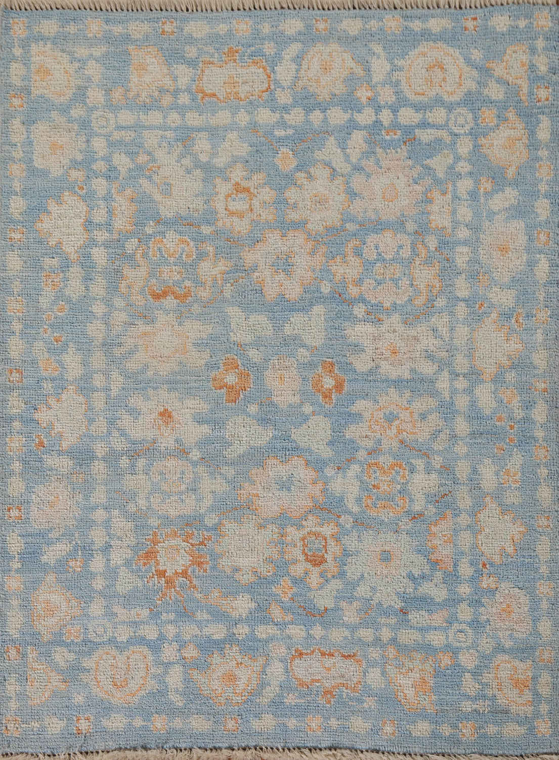 Vegetable Dye Oushak Turkish Foyer Rug 3x4