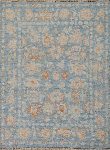 Vegetable Dye Oushak Turkish Foyer Rug 3x4
