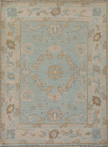 Vegetable Dye Oushak Turkish Accent Rug 3x4
