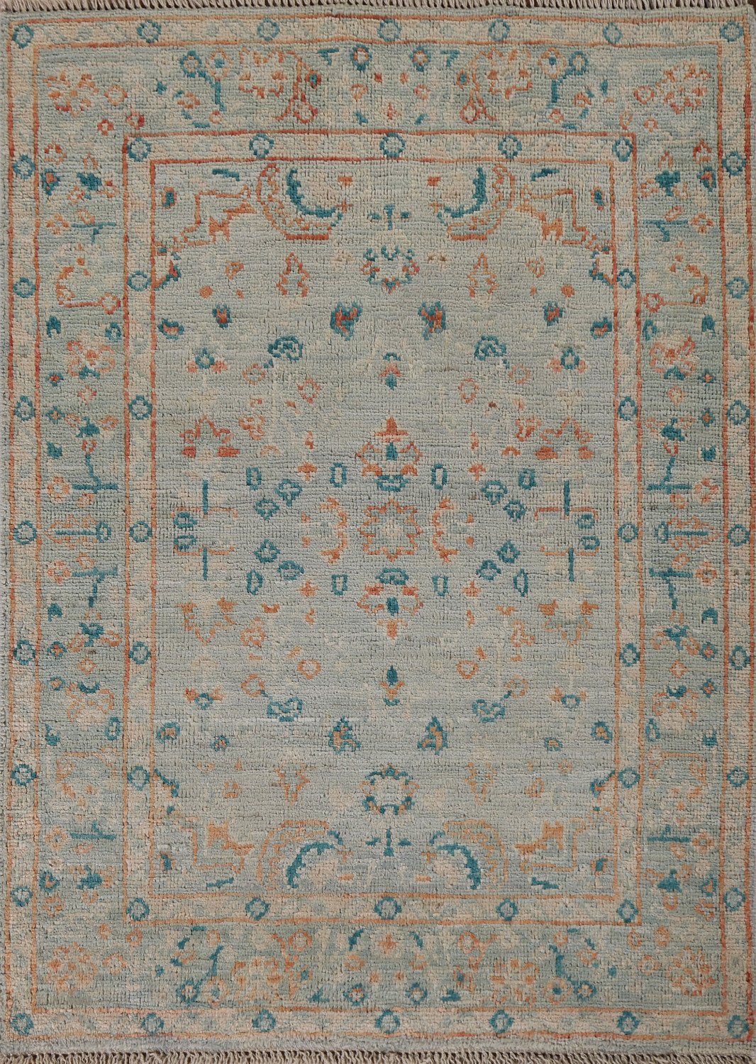 Vegetable Dye Oushak Turkish Foyer Rug 3x4