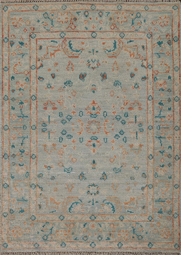 Vegetable Dye Oushak Turkish Foyer Rug 3x4