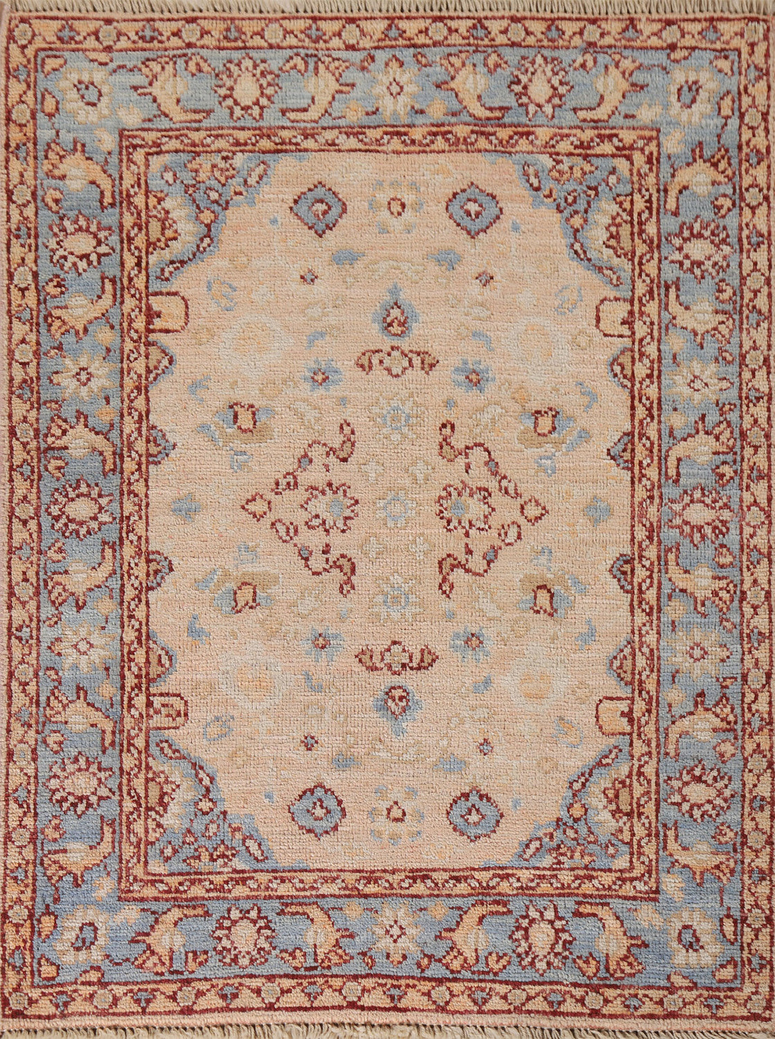 Vegetable Dye Oushak Turkish Accent Rug 3x4