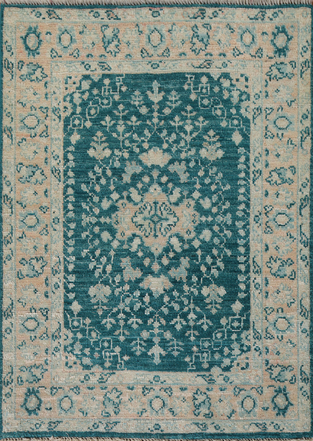 Vegetable Dye Oushak Turkish Foyer Rug 3x4